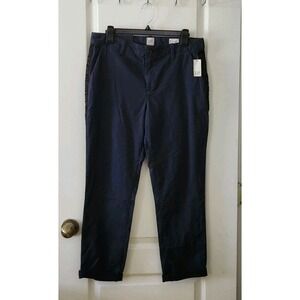 Gap Women's Girlfriend Chino Pants Mid-Rise Stretch Blue‎ Pockets Cotton Size 10